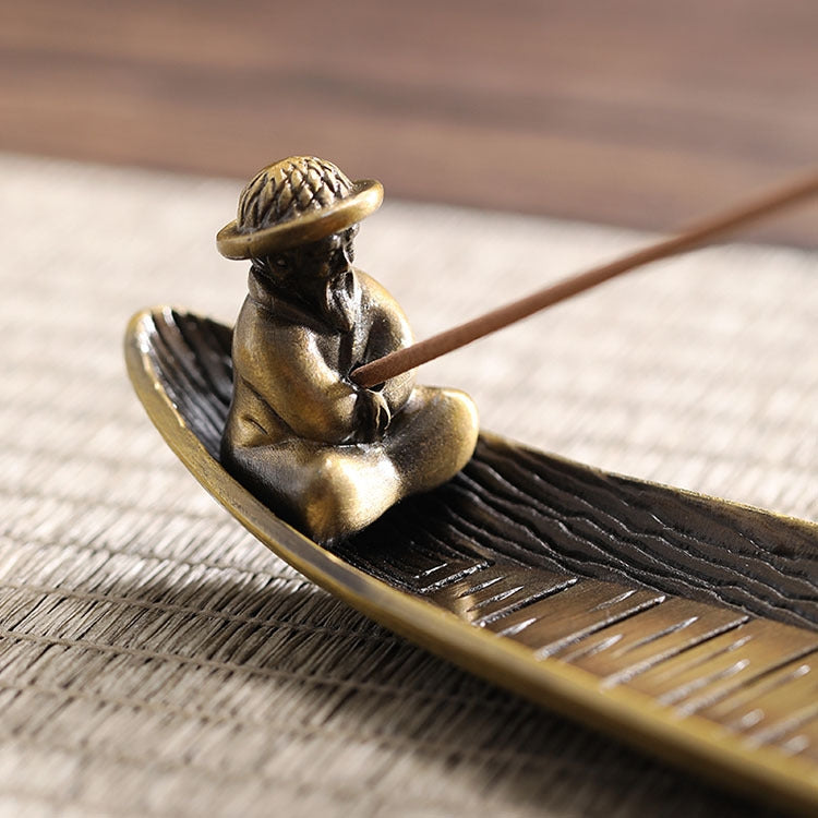 Fisherman Incense Stick Holder Insence Burner Ash Catcher Insense Stand, Fisherman, Bamboo Raft