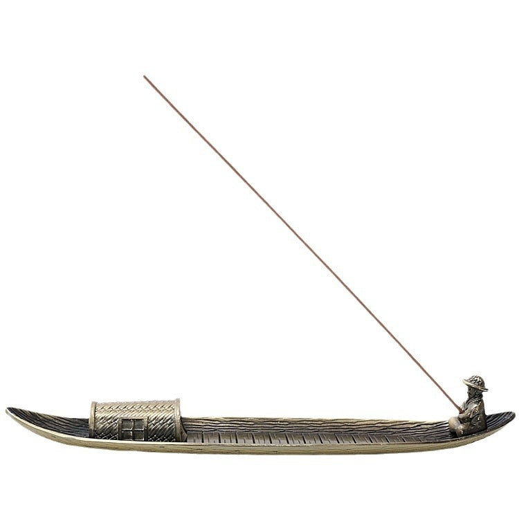 Fisherman Incense Stick Holder Insence Burner Ash Catcher Insense Stand, Fisherman, Bamboo Raft