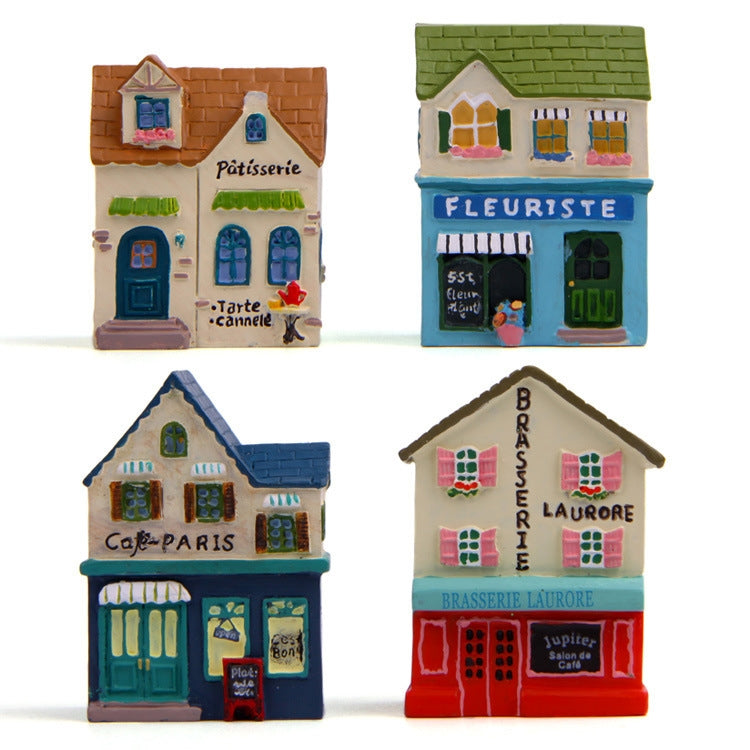 Miniature Village Houses Ornaments for Micro Landscape House Rooms Decorations, Village Houses C, Village Houses D