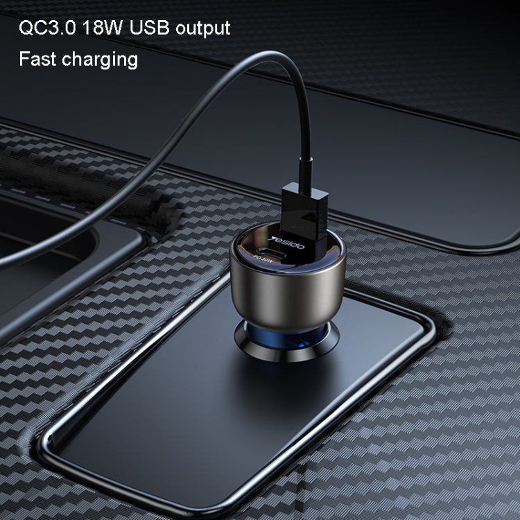 Yesido Y52 48W Dual-channel Fast Charging Zinc Alloy QC3.0 Car Charger, Y52 48W
