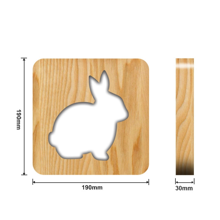 FS-T2104W  3D Wooden Carving Rabbit Table Lamp USB Night Light Crafts, Rabbit