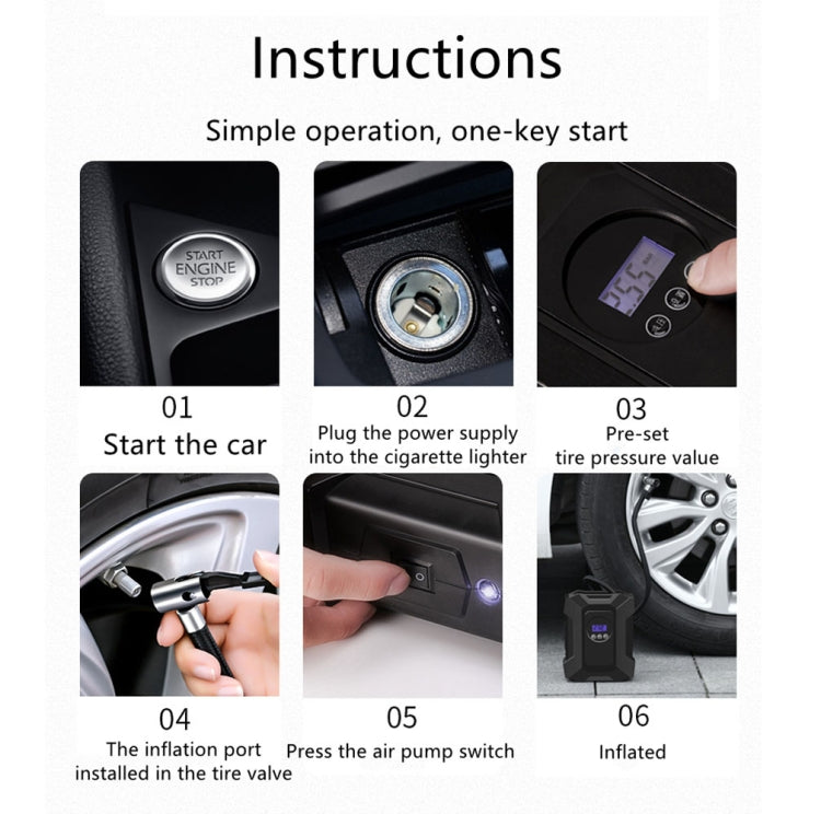 SUITU  ST-818  DC 12V Wired Car Air Pump Tire Inflator With LED Lighting, Pointer Model, Digital Display Model, Pointer Model+Toolbox, Digital Display Model+Toolbox