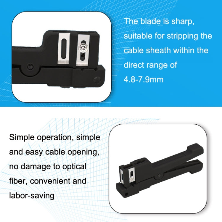 Optical Fiber Stripping Tool Ribbon Tube Horizontal Cable Stripper, Horizontal Black
