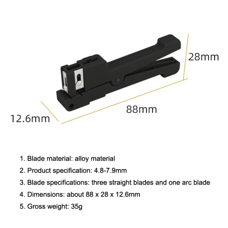 Optical Fiber Stripping Tool Ribbon Tube Horizontal Cable Stripper, Horizontal Black