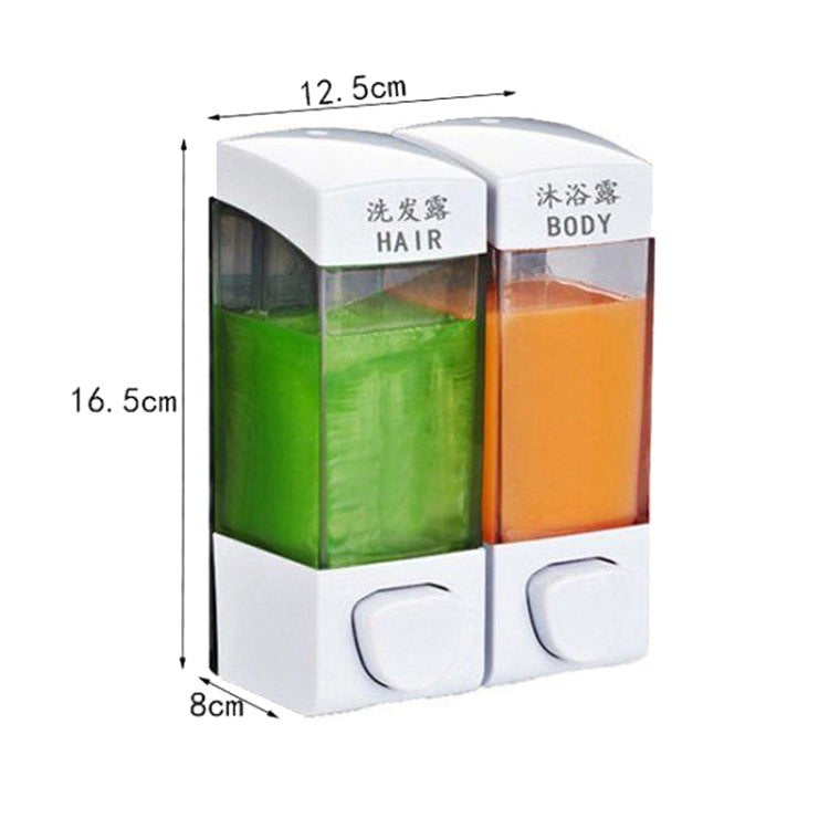 Double Head Wall Mounted Manual Press Soap Dispenser Shampoo Bottle Hand Wash Body Wash Dispenser, Color:, White, Matte, Golden