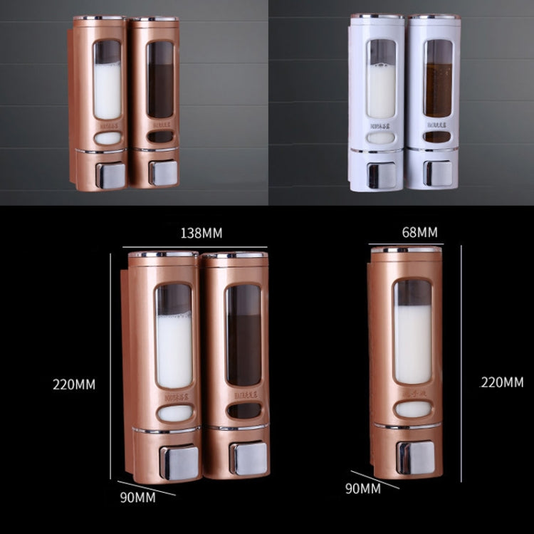 400ml Double Head Wall Mounted Manual Press Soap Dispenser Shampoo Bottle Hand Wash Body Wash Dispenser, Color:, White, Champagne Golden