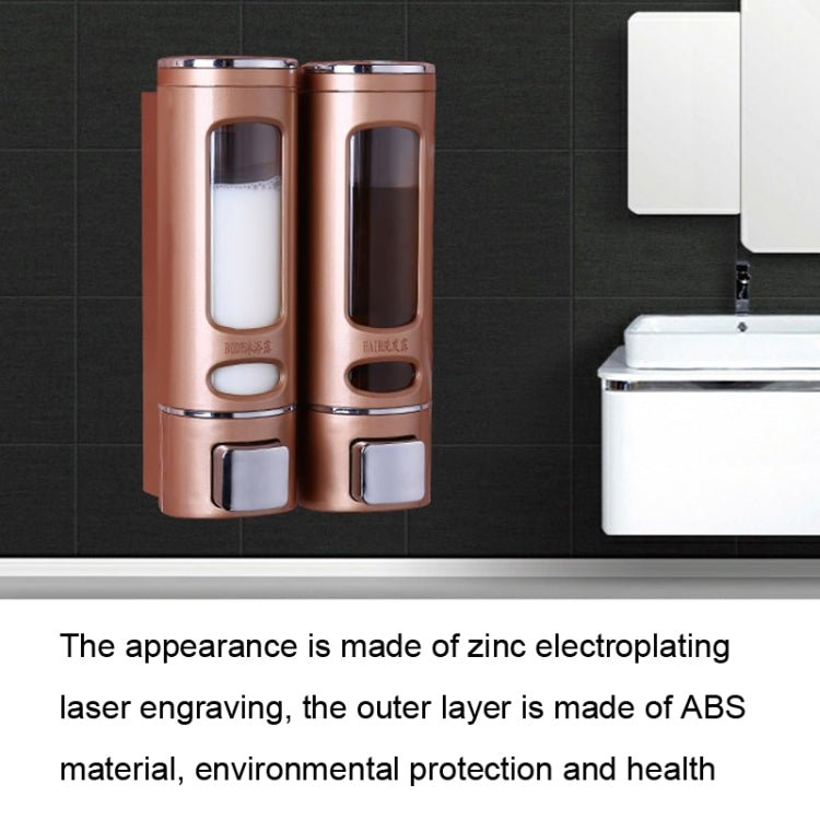 400ml Double Head Wall Mounted Manual Press Soap Dispenser Shampoo Bottle Hand Wash Body Wash Dispenser, Color:, White, Champagne Golden