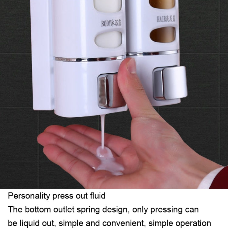 400ml Double Head Wall Mounted Manual Press Soap Dispenser Shampoo Bottle Hand Wash Body Wash Dispenser, Color:, White, Champagne Golden