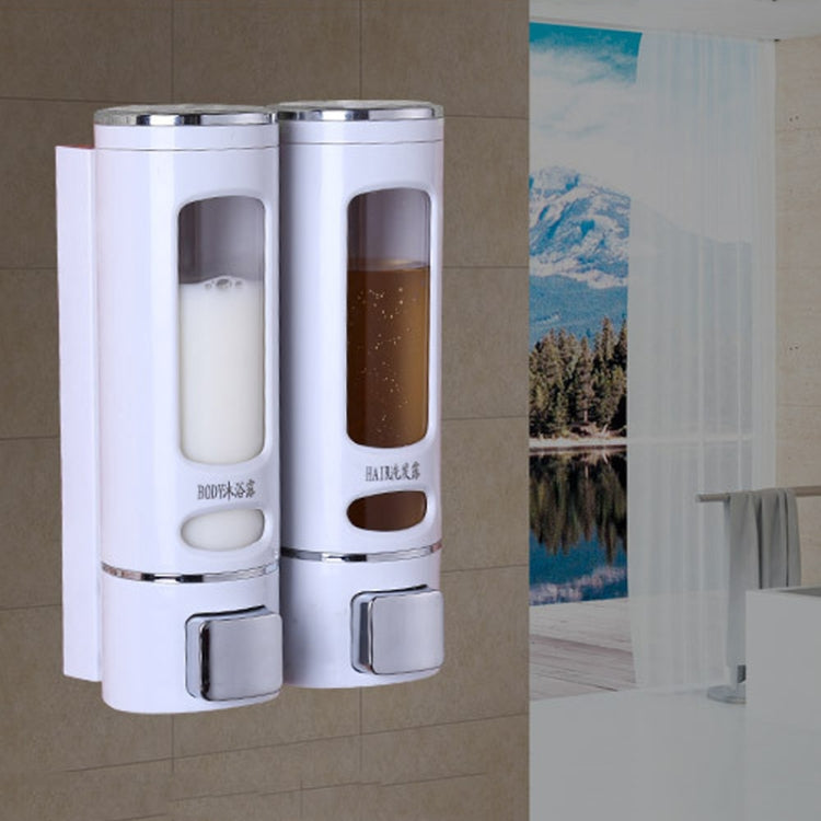 400ml Double Head Wall Mounted Manual Press Soap Dispenser Shampoo Bottle Hand Wash Body Wash Dispenser, Color:, White, Champagne Golden