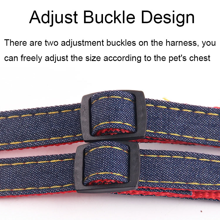 BG-Q1025 Leash+Chest Strap Thickened Strong Denim Pet Dog Leash Set, S, M, L, XL