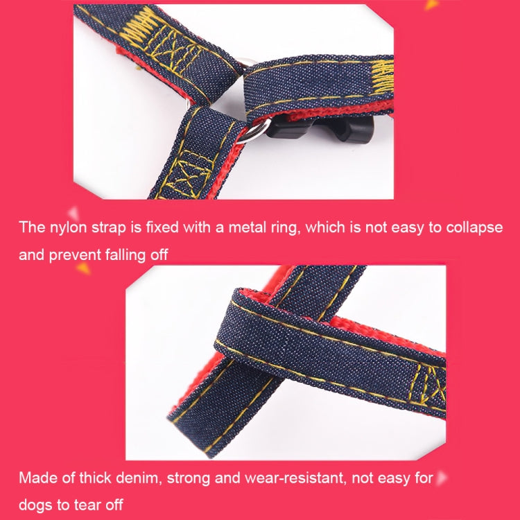 BG-Q1025 Leash+Chest Strap Thickened Strong Denim Pet Dog Leash Set, S, M, L, XL