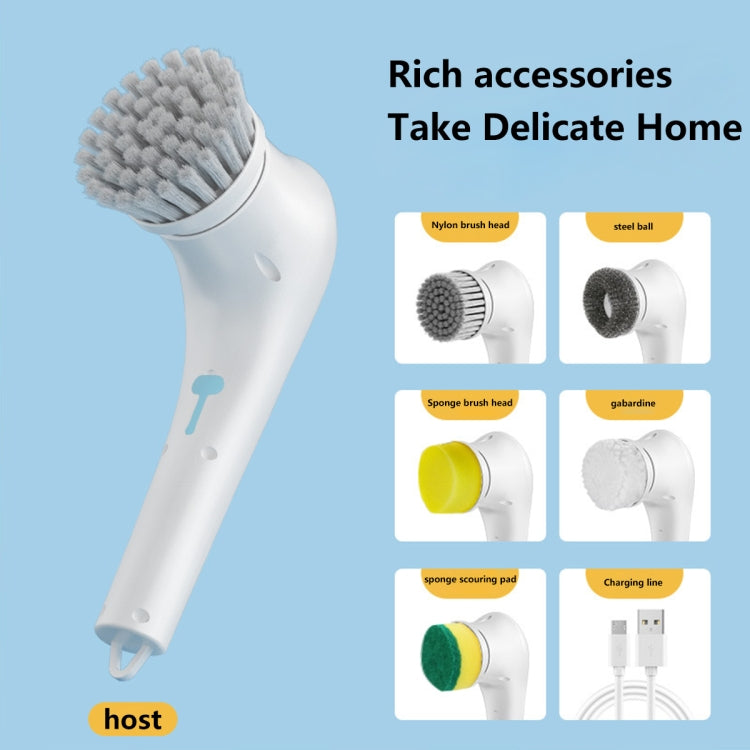 Multifunctional Electric Cleaning Brush Handheld Kitchen Dishwashing Brush with 5 Replacement Heads, 5 In 1 Brush Head +Machine