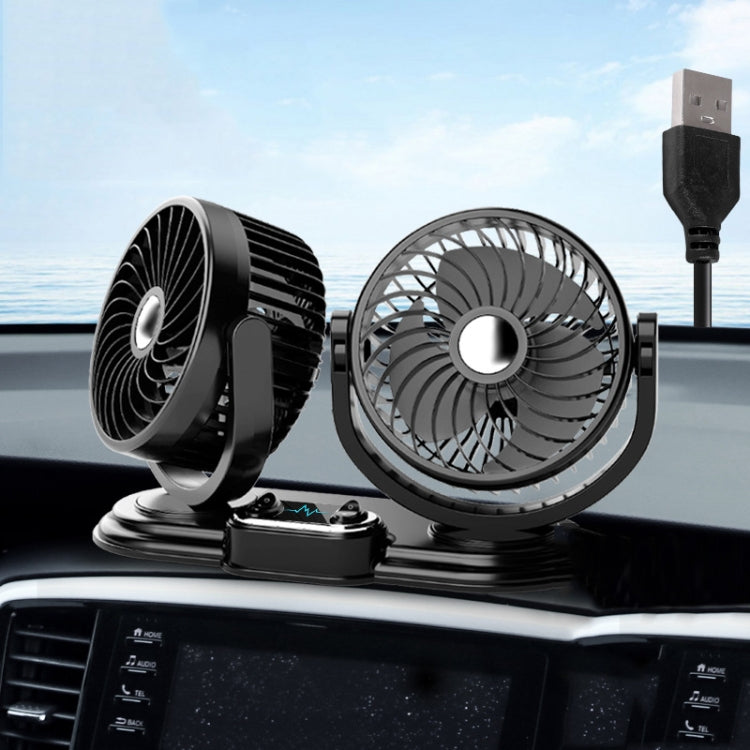 F621 Car Rotatable Turntable Silent Car Double Head Fan, USB, 12V Cigarette Lighter, 24V Cigarette Lighter, High Allocation USB, High Allocation 12V Cigarette Lighter, High Allocation 24V Cigarette Lighter
