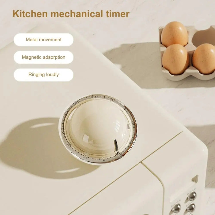 Kitchen Mechanical Timer Reminder Visual Time Manager Magnetic Suction Alarm Clock, Ivory White, Black