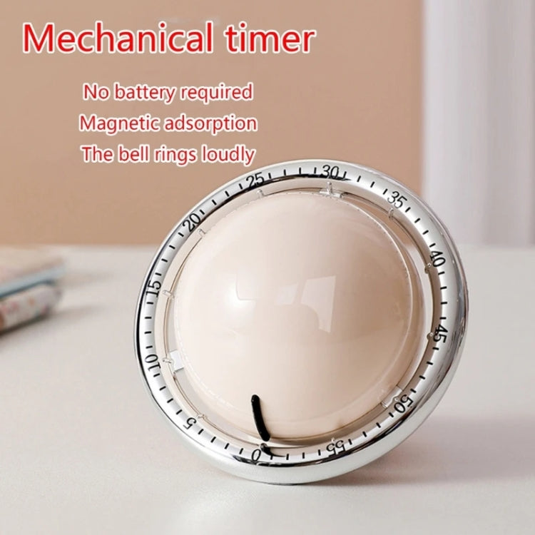 Kitchen Mechanical Timer Reminder Visual Time Manager Magnetic Suction Alarm Clock, Ivory White, Black