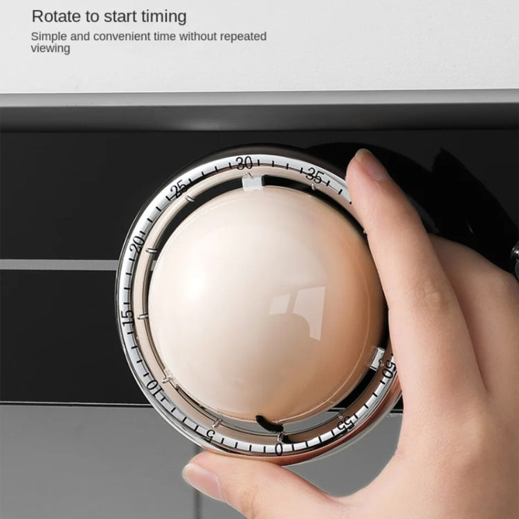 Kitchen Mechanical Timer Reminder Visual Time Manager Magnetic Suction Alarm Clock, Ivory White, Black