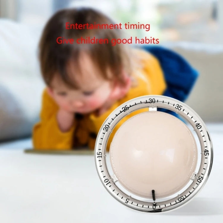 Kitchen Mechanical Timer Reminder Visual Time Manager Magnetic Suction Alarm Clock, Ivory White, Black