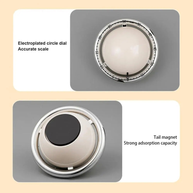 Kitchen Mechanical Timer Reminder Visual Time Manager Magnetic Suction Alarm Clock, Ivory White, Black
