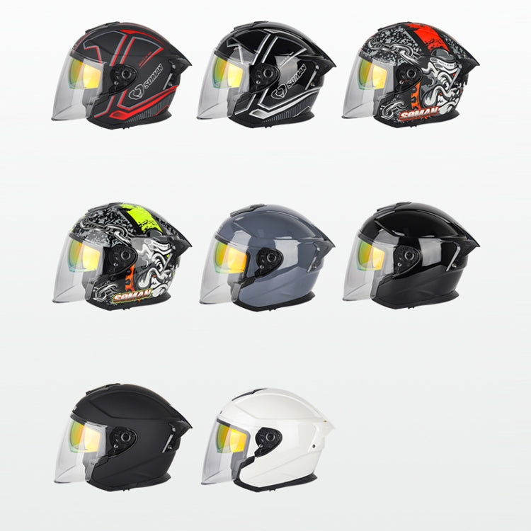 SOMAN Motorcycle Electric Bicycle Dual Lens Riding Helmet, S, M, L, XL, XXL