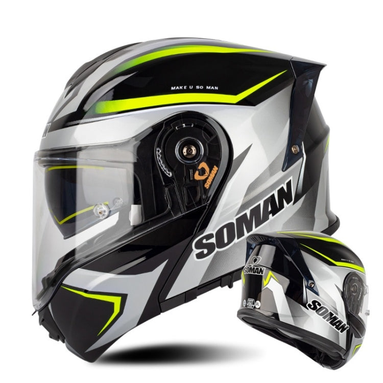 SOMAN Racing Motorcycle Double Lens Riding Safety Helmet, XXL, M, L, XL