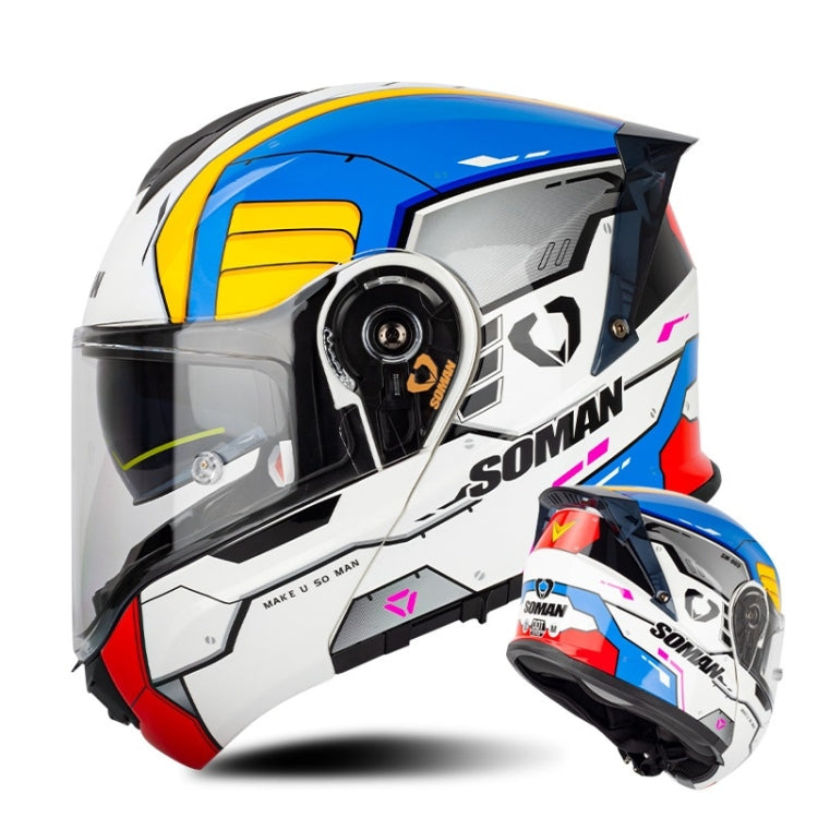 SOMAN Racing Motorcycle Double Lens Riding Safety Helmet, XXL, M, L, XL