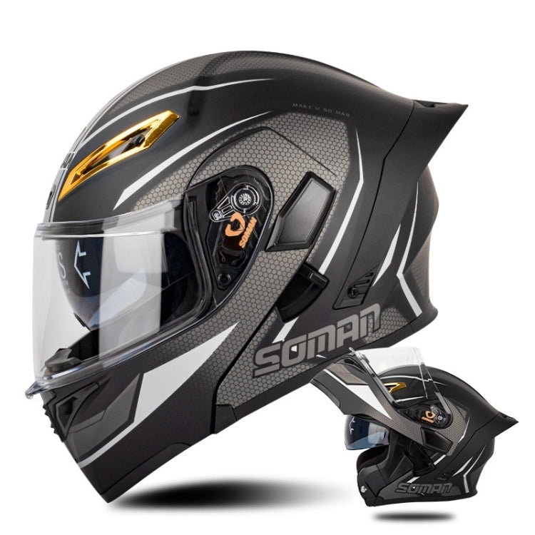 SOMAN Motorcycle Dual Lens Riding Peel-Off Full Coverage Helmet, S, M, L, XL