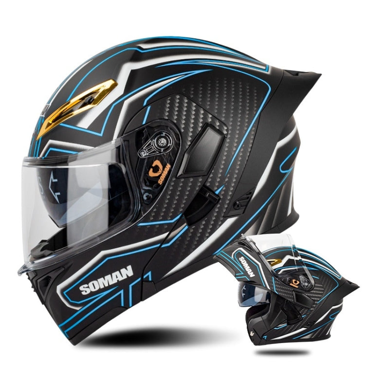 SOMAN Motorcycle Dual Lens Riding Peel-Off Full Coverage Helmet, S, M, L, XL