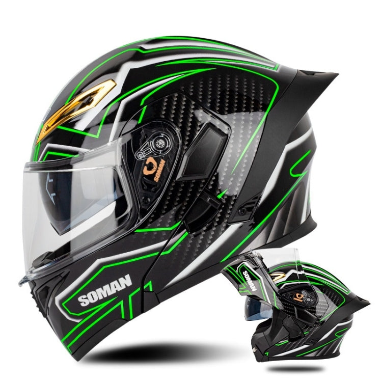 SOMAN Motorcycle Dual Lens Riding Peel-Off Full Coverage Helmet, S, M, L, XL