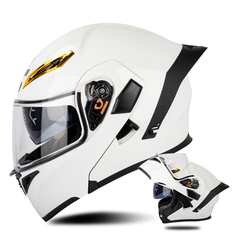 SOMAN Motorcycle Dual Lens Riding Peel-Off Full Coverage Helmet, XXL