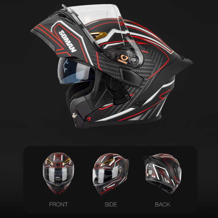 SOMAN Motorcycle Dual Lens Riding Peel-Off Full Coverage Helmet, S, M, L, XL