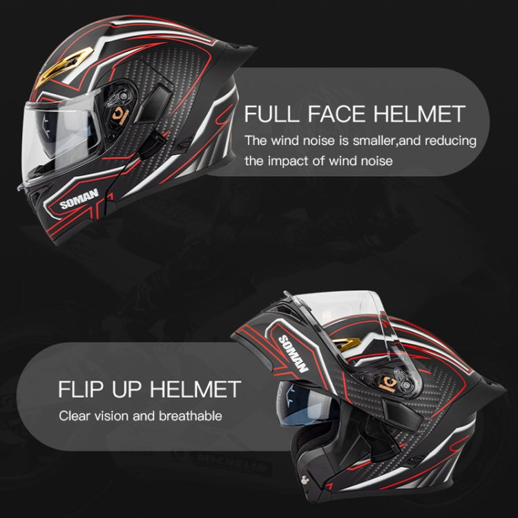 SOMAN Motorcycle Dual Lens Riding Peel-Off Full Coverage Helmet, XXL