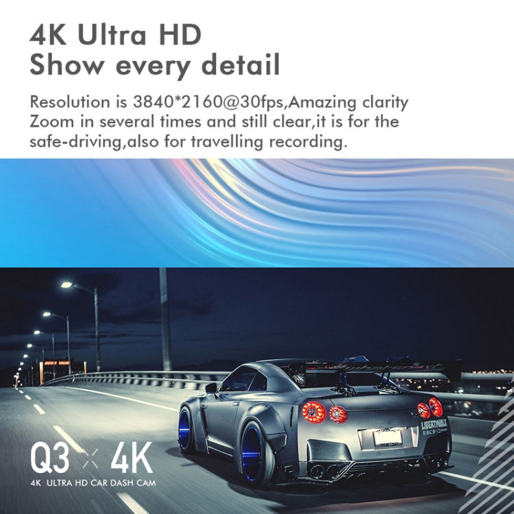Anytek Q3 4K Driving Recorder WiFi Dual Record Night Vision Sensor Mobile Detection Recorder, Q3