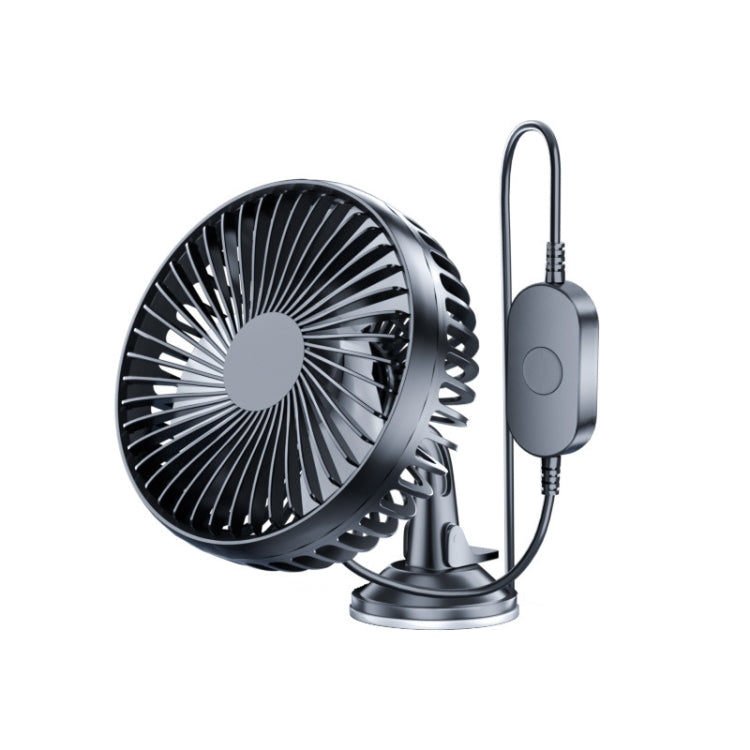 SUITU  12V/24V Mini Car Fan USB Charging Single Head Fan 360 Degree Cooling Fan, Suction Cup Model, Seat Back Model