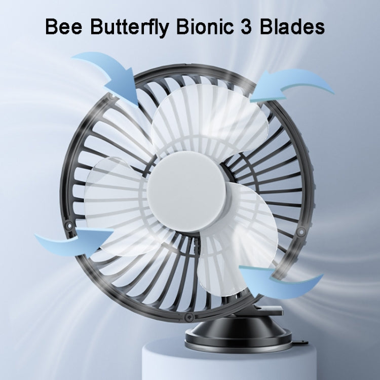 SUITU  12V/24V Mini Car Fan USB Charging Single Head Fan 360 Degree Cooling Fan, Suction Cup Model, Seat Back Model
