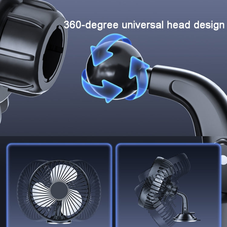 SUITU  12V/24V Mini Car Fan USB Charging Single Head Fan 360 Degree Cooling Fan, Suction Cup Model, Seat Back Model