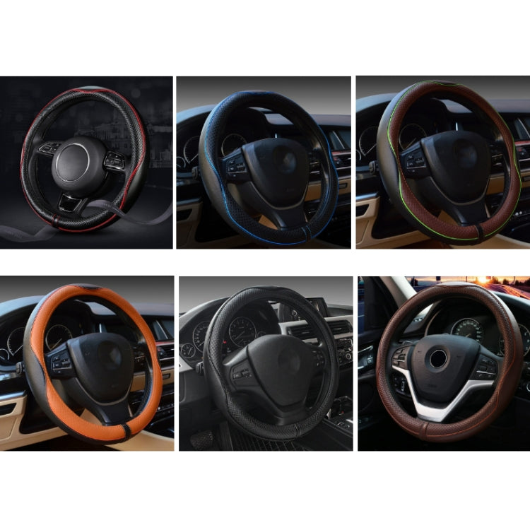 38cm Car Embossed Leather Steering Wheel Cover, Black Red, Black Blue, Dark Coffee, Black Light Coffee, All Black, All Coffee, D Type Black Red, D Type Black, D Type Black Coffee, D Type All Black, D Type All Coffee, D Type Black Light Coffee