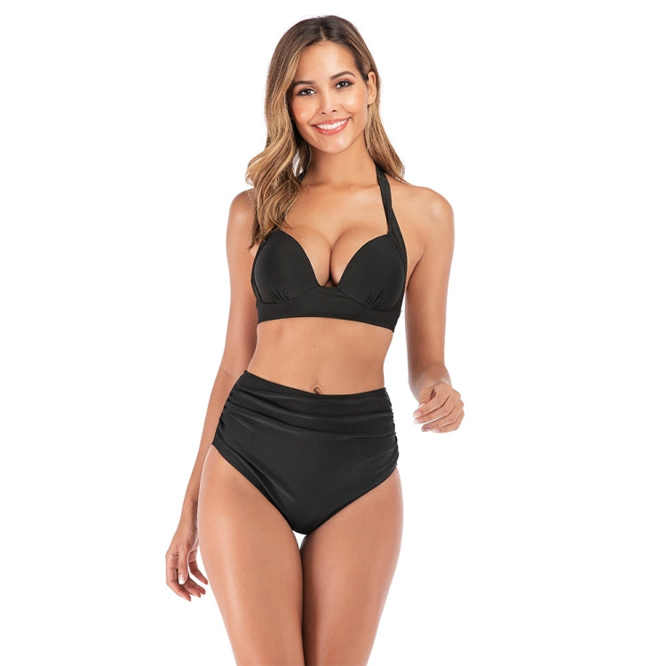 Lace-Up Halter Backless High-Waisted Swimsuit Split Printed Bikini Swimsuit, XL, XXL, XXXL