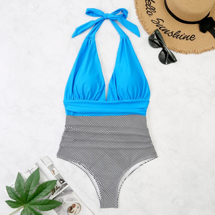 Summer One-piece Backless Lace-Up Ladies Swimsuit Floral-print Halter Bikini, S, M, L