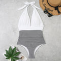Summer One-piece Backless Lace-Up Ladies Swimsuit Floral-print Halter Bikini, XL
