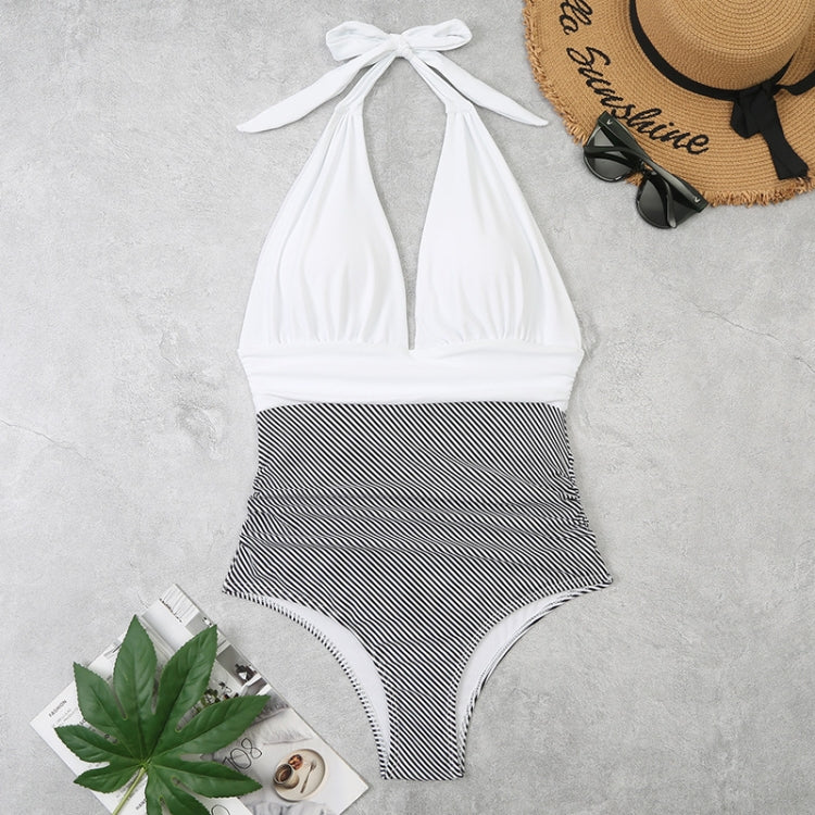 Summer One-piece Backless Lace-Up Ladies Swimsuit Floral-print Halter Bikini, XL