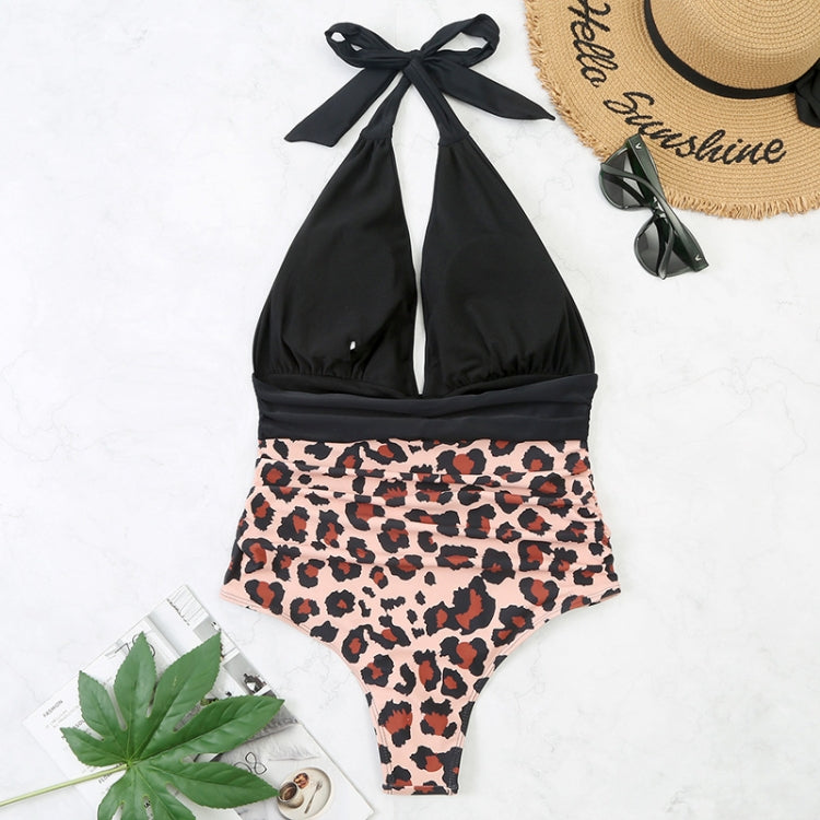 Summer One-piece Backless Lace-Up Ladies Swimsuit Floral-print Halter Bikini, XL