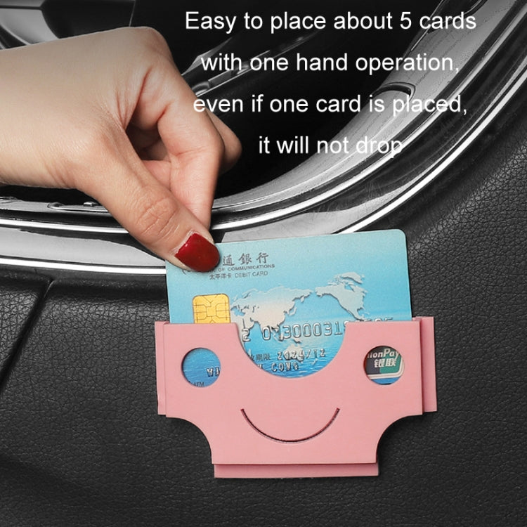 Car Multi-functional Adhesive Bill Card Holder, Smile Black