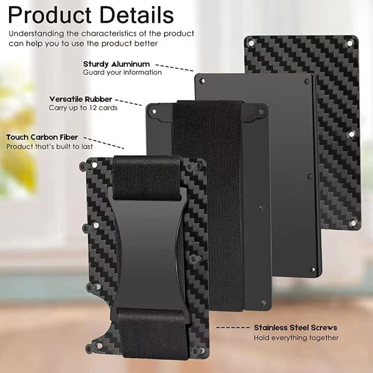 Credit Card Holder Wallets RFID Blocking Slim Metal Card Clip, Black, Grey, Royal Blue, Army Green, Dark Green, Coffee, Fluorescent Green, Carbon Fiber Pattern, Real Carbon Fiber (Light), Real Carbon Fiber (Matte), Red, Blue, Orange, Rainbow           ...