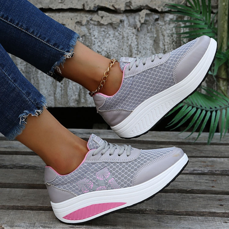Womens Sneakers Thick Bottom Platform Shoes Mesh Breathable Rocker Shoes, 35, 36, 37, 38, 39, 40, 41, 42, 43
