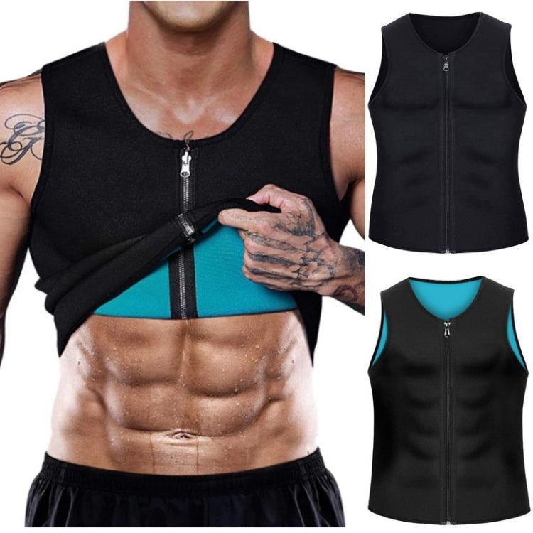Men Fitness Corset Neoprene Sports Tummy Control Shapewear Zipper Tank Top Workout Wear, S, M, L, XL, XXL, 3XL, 4XL