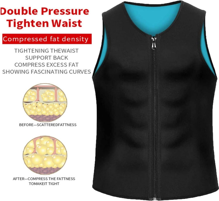 Men Fitness Corset Neoprene Sports Tummy Control Shapewear Zipper Tank Top Workout Wear, S, M, L, XL, XXL, 3XL, 4XL