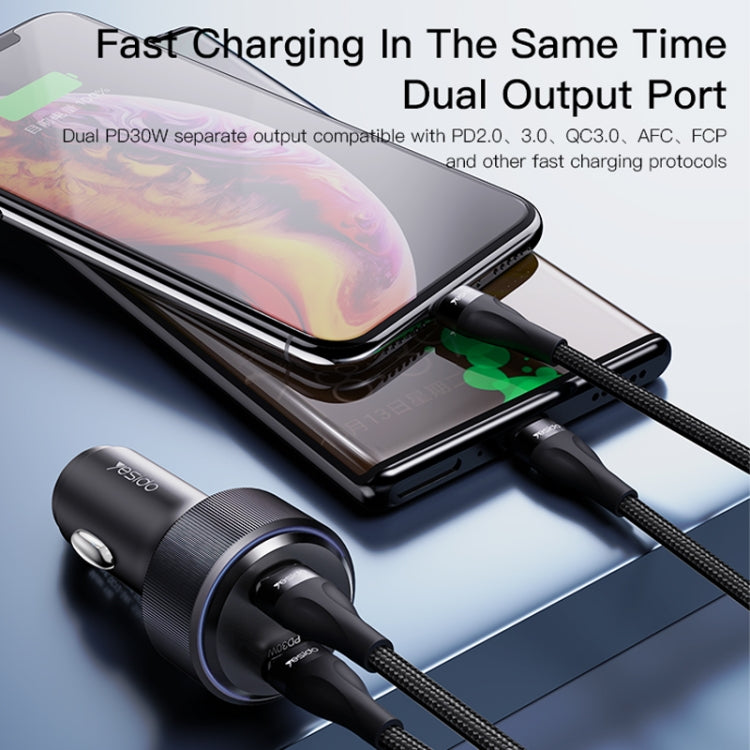 Yesido Y48  60W Car Fast Charger Aluminum Aluminum Double Type-C/USB-C Port Car Charger, Y48