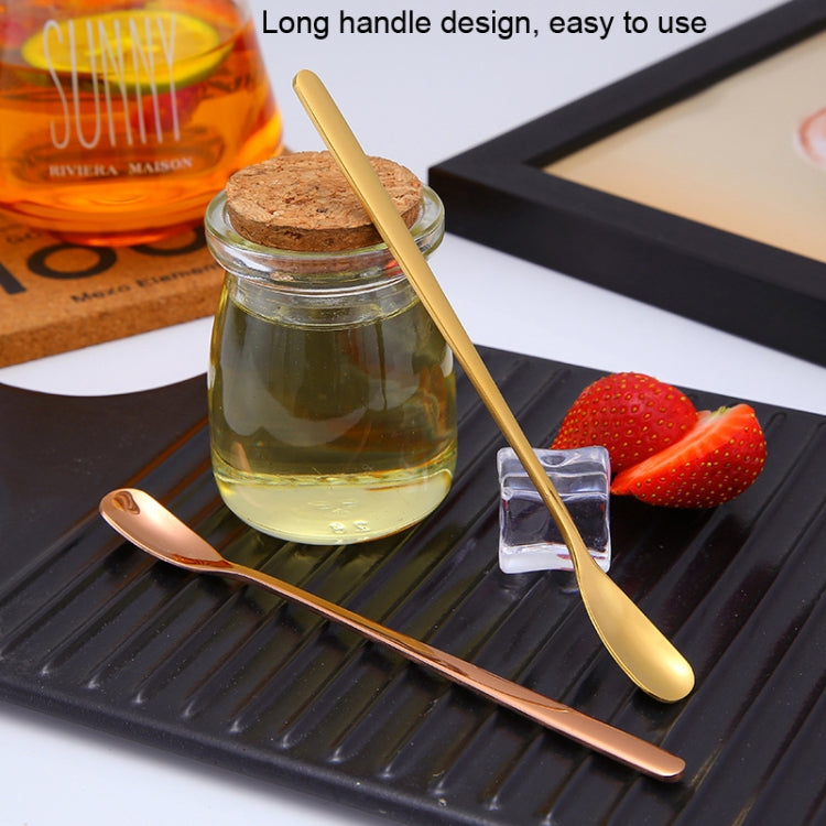 15cm 304 Stainless Steel Spoon Coffee Square Head Spoon Long Handle Mixing Spoon, Stainless Steel Color, Titanium Gold, Rose Gold, Titanium Black, Blue, Purple