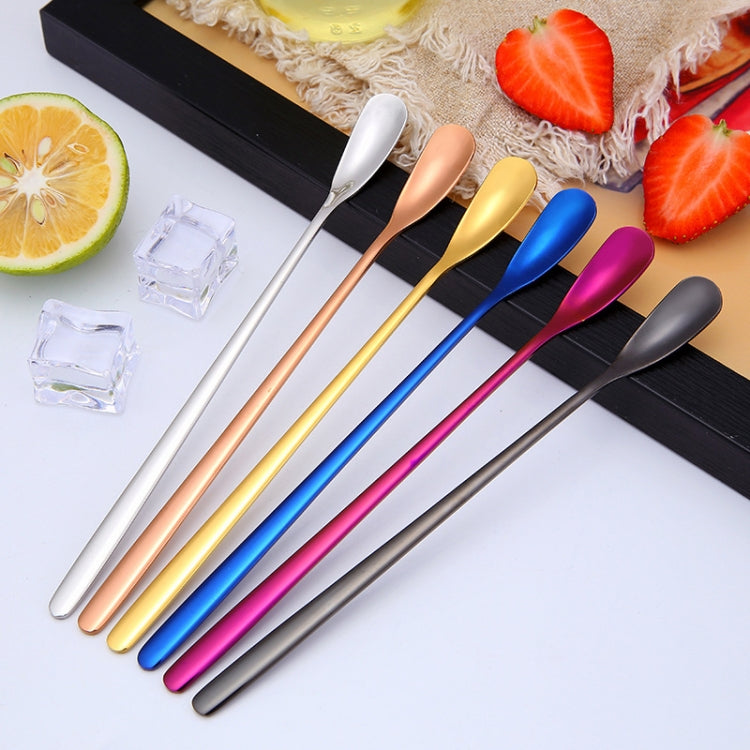 15cm 304 Stainless Steel Spoon Coffee Square Head Spoon Long Handle Mixing Spoon, Stainless Steel Color, Titanium Gold, Rose Gold, Titanium Black, Blue, Purple
