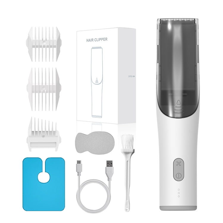 Electric Waterproof Hairdresser Children Low Noise Rechargeable Push Clipper, Digital Version White, Suction Upgrade Version White